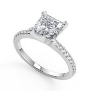 Kamryn French Pave Classic Princess Cut Diamond Engagement Ring - Nivetta